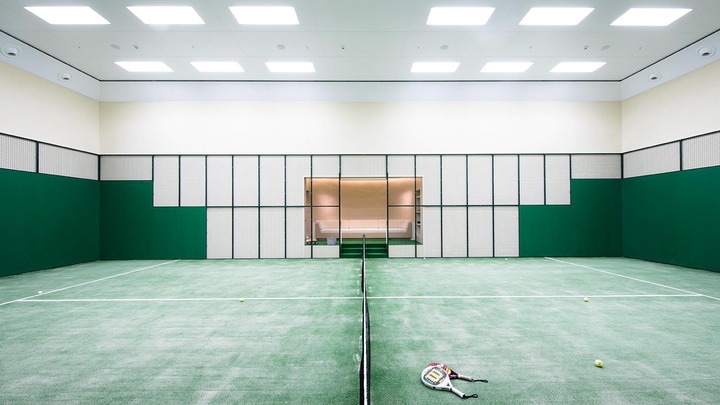  The superyacht is the first boat to have a full-size indoor tennis court