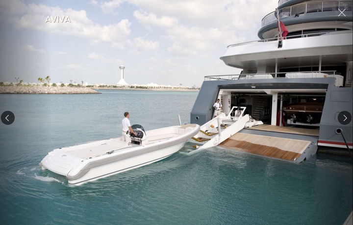  The Aviva is Bahamas-ready, has its own speedboat and a swimming platform opens up into the sea