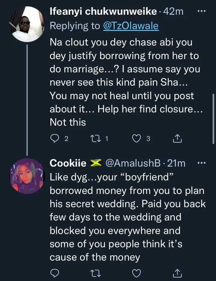 Man called out for borrowing N400K from girlfriend to do wedding with another woman