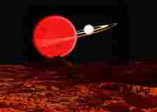 an illustration of a white dwarf - red giant binary system