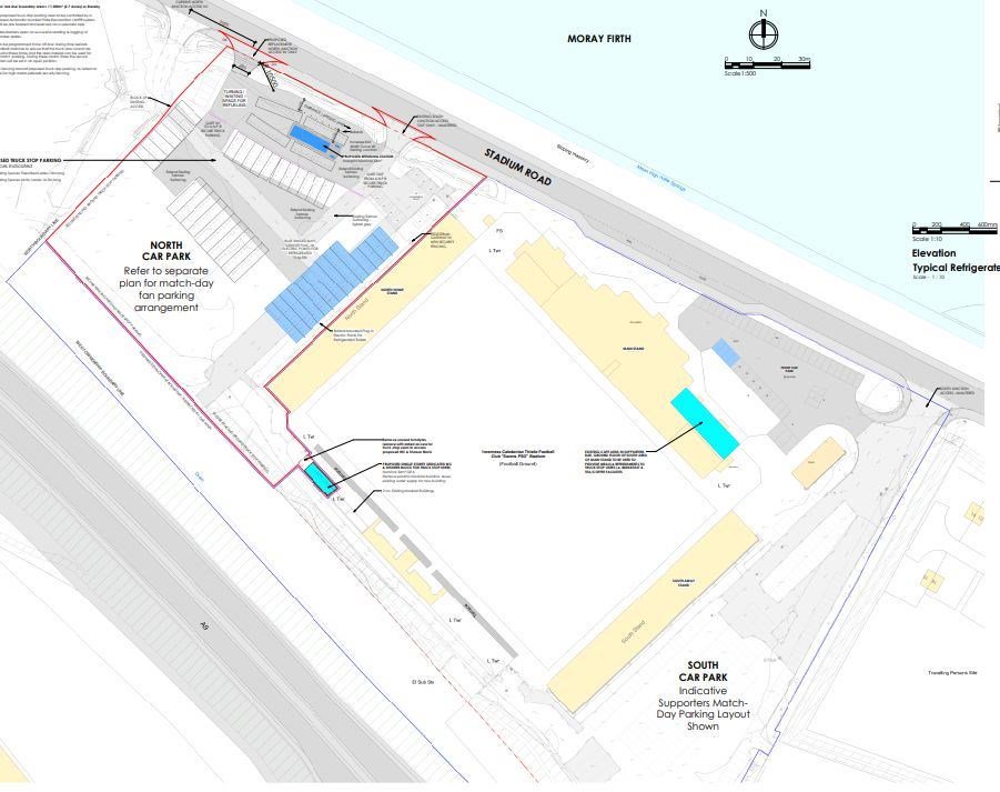 Artist impressions highlight the proposed layout of the truck stop within the stadium's north car park.