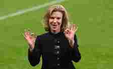 Newcastle co-owner Amanda Staveley reacts after the UEFA Champions League match between Newcastle United FC and Paris Saint-Germain at St. James Pa...