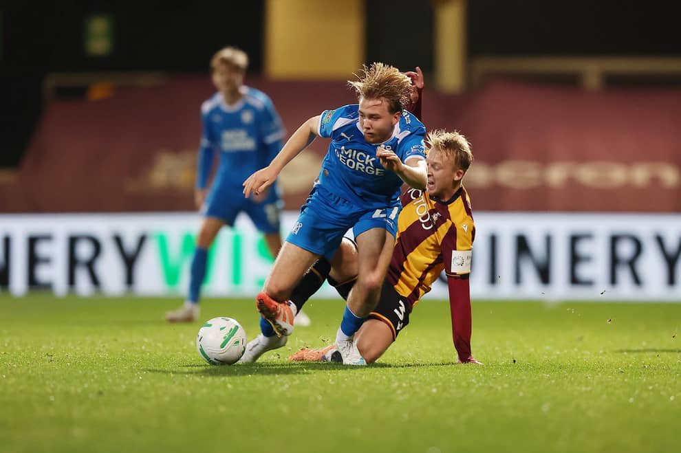 Danny Ormerod in action for Posh at Bradford City. Photo Joe Dent/theposh.com.