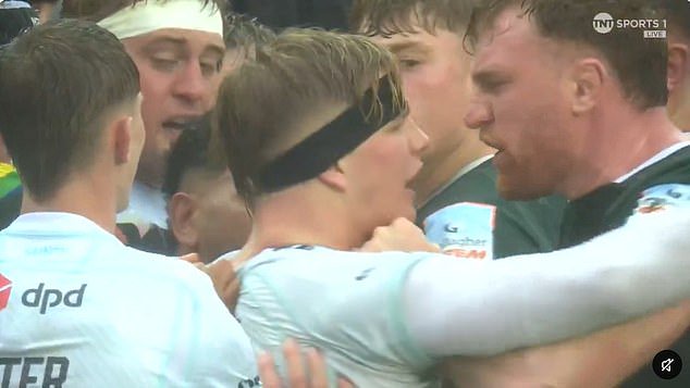 The England No 8 appeared to be grabbed around the neck by Red Rose captain Ollie Chessum