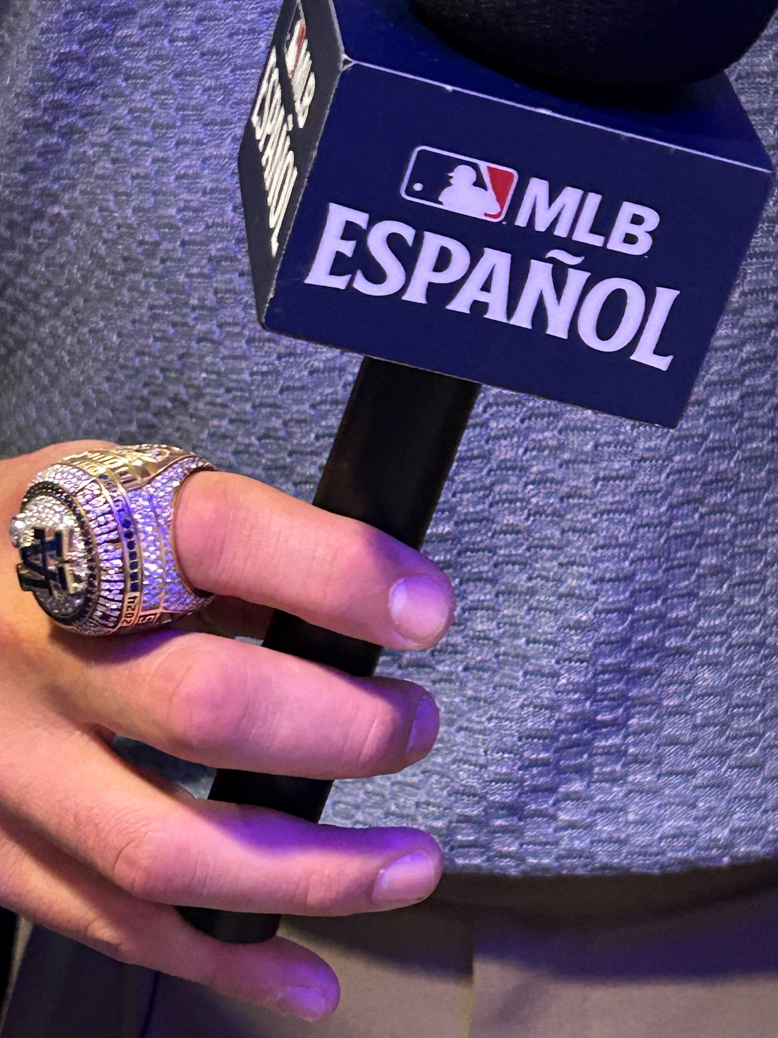 Miguel Rojas wore his World Series championship ring during media day for the 2026 Fall Classic.