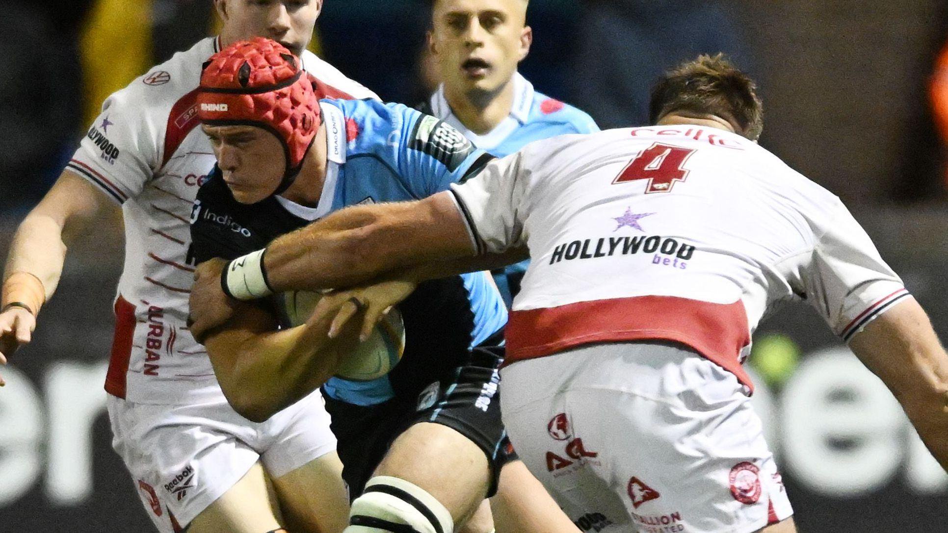 James Botham carries the ball for Cardiff against Sharks