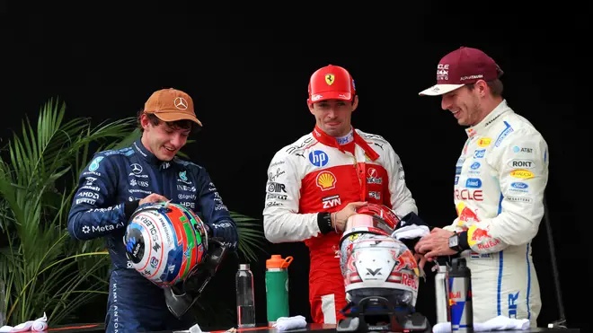 Antonelli, Leclerc and third placed Max Verstappen.