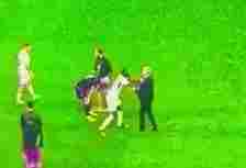 Antonio Rudiger appeared to grab his boss Carlo Ancelotti