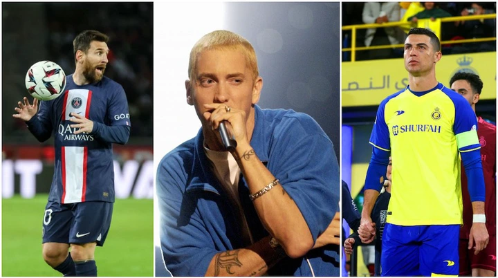 Lionel Messi, GOAT, Eminem, Cristiano Ronaldo, American rapper