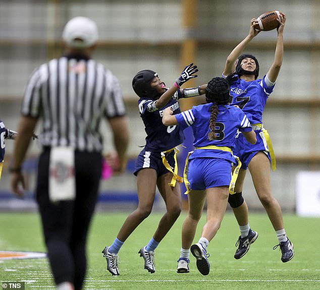 A 2022 flag football game shows athletes competing in Illinois. The sport has become increasingly popular, particularly in Florida, where more than 10,000 girls play competitively