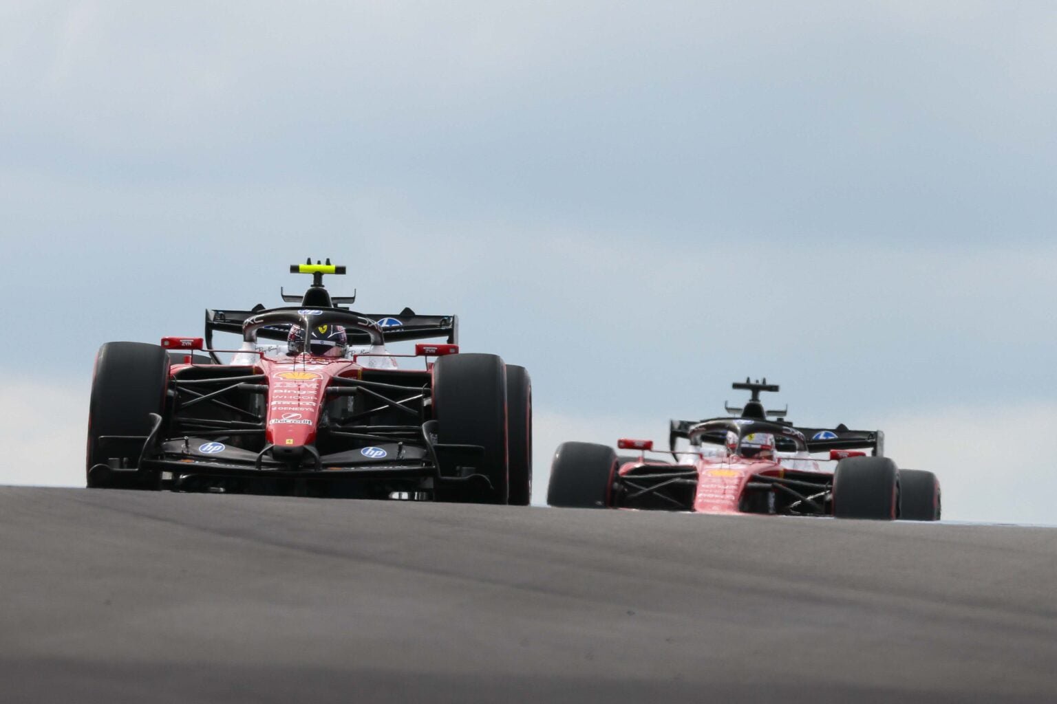 Ferrari drivers Lewis Hamilton and Charles Leclerc on track during the 2026 F1 United States Grand Prix