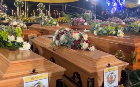 The funeral service of 21 young people who died recently at the Enyobeni tavern is taking place in Scenery Park in East London. Picture:Screengrab