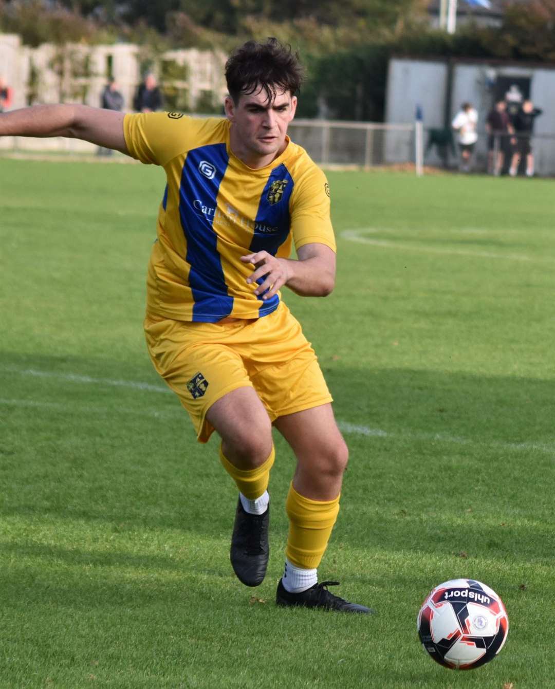 Niall Dixon was one of three New Milton Town players to hit the frame of the goal