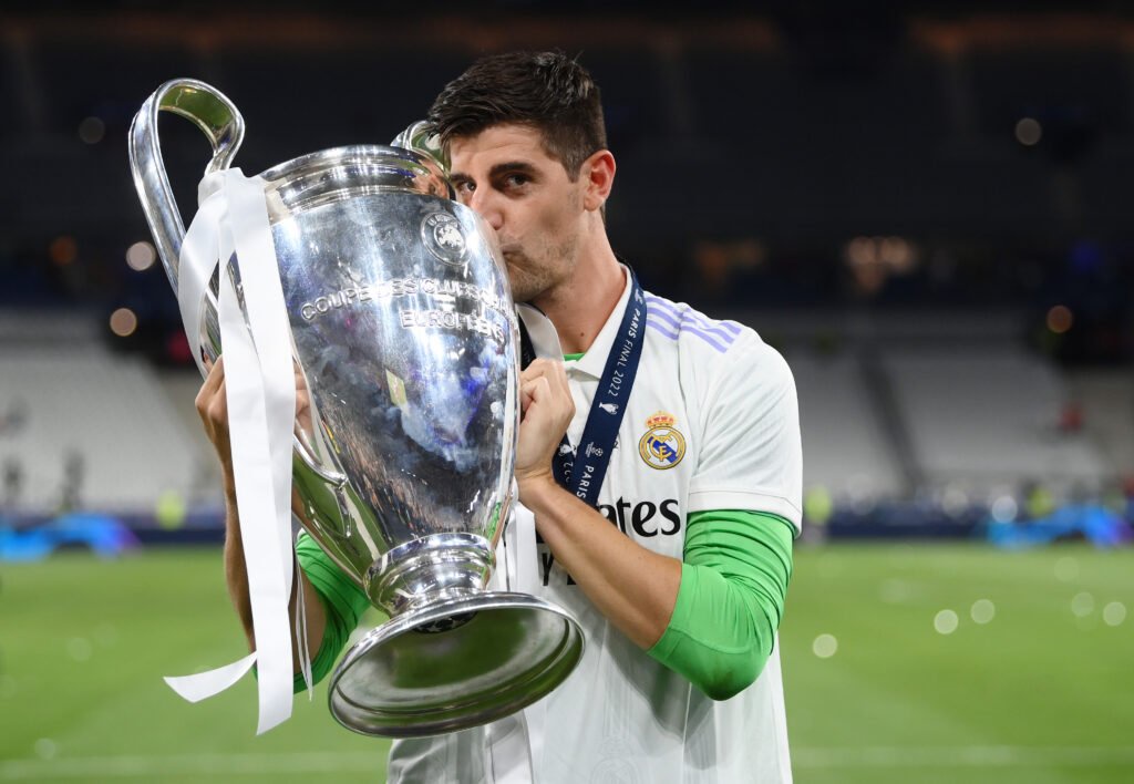Thibaut Courtois kisses the European Cup