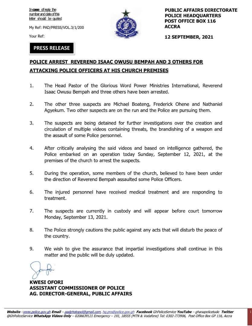 Rev Bempah will appear before the court 
