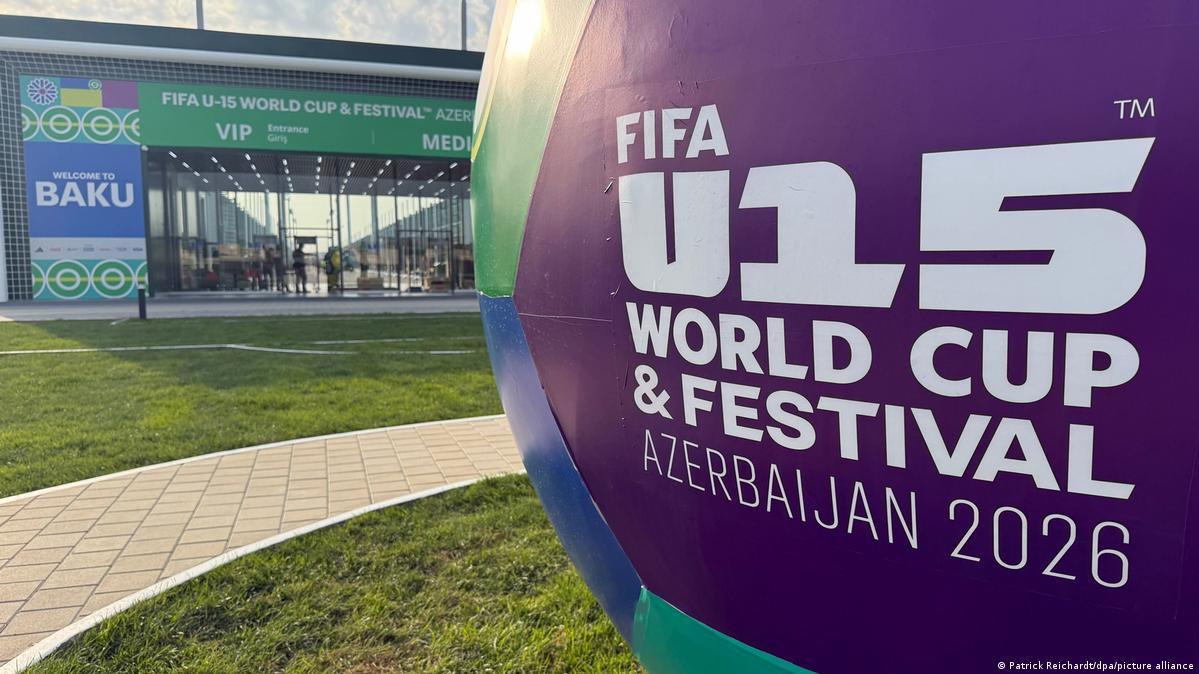 A massive ball showing the U15 World Cup in Azerbaijan