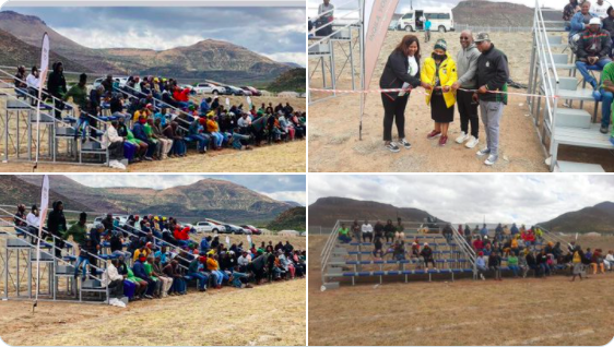 ANC officials and community members at the opening of the sports field near Komani in the eastern Cape