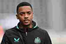 Joe Willock of Newcastle United arrives for the Premier League match between Newcastle United and West Ham United at St. James Park on March 30, 20...