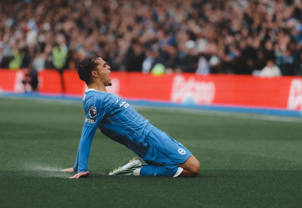 Yasin Ayari celebrates a goal for Brighton