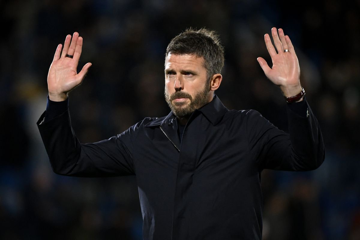 TOPSHOT - Manchester United's English coach Michael Carrick reacts after losing the UEFA Champions League, league phase matchday 3, football match between Como 1907 and Manchester United at the Stadio Giuseppe Sinigaglia in Como, northen Italy on October 21, 2026. (Photo by PIERO CRUCIATTI/AFP via Getty Images)