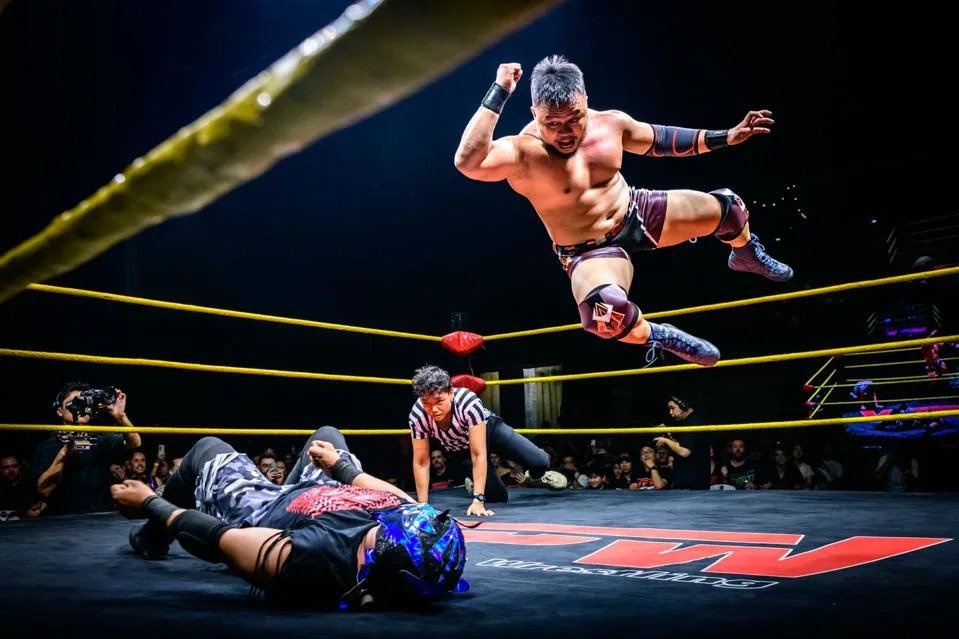 A flying elbow drop