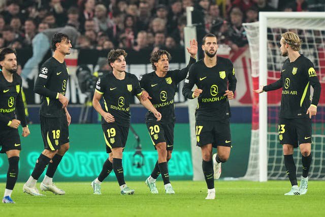 Julian Alvarez was back among the goals in 10-man Atletico’s 1-1 draw at Stuttgart
