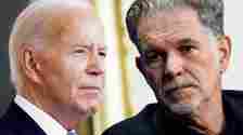 L-R: President Joe Biden and Reed Hashtings