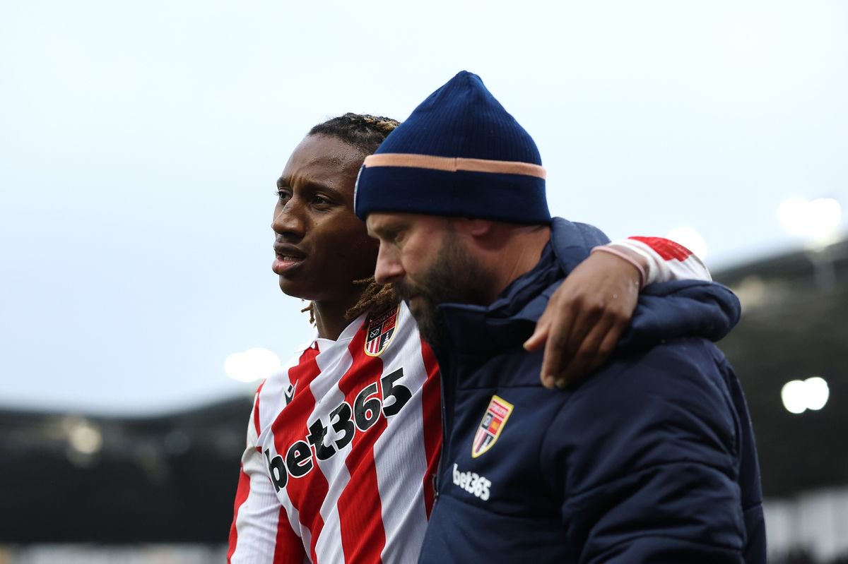 Lamine Cisse grimaces as he is helped off the pitch.