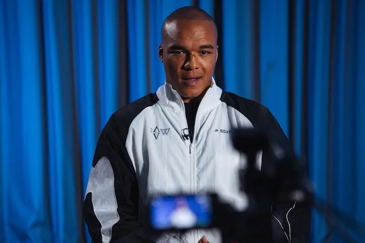 Fabio Wardley in the midst of an interview ahead of his fight with Daniel Dubois.