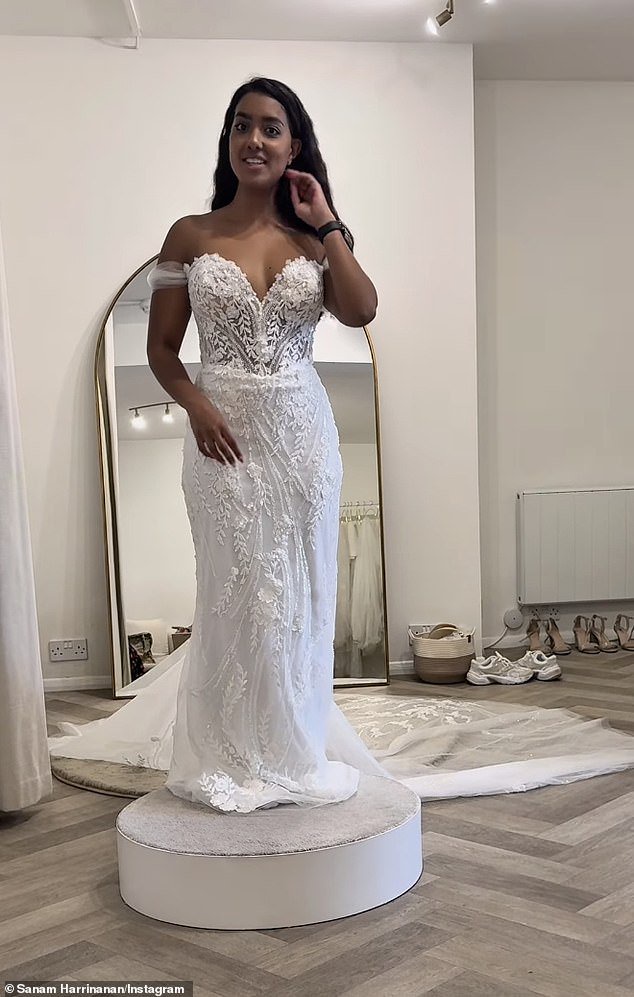 Love Island winner Sanam Harrinanan gave an insight into wedding dress shopping on Tuesday as she prepares to marry her fiancé Kai Fagan
