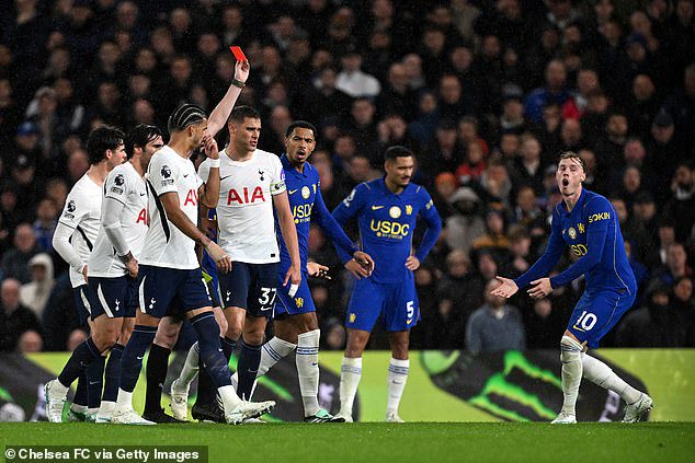 Cole Palmer was given his marching orders for standing on Conor Gallagher's ankle