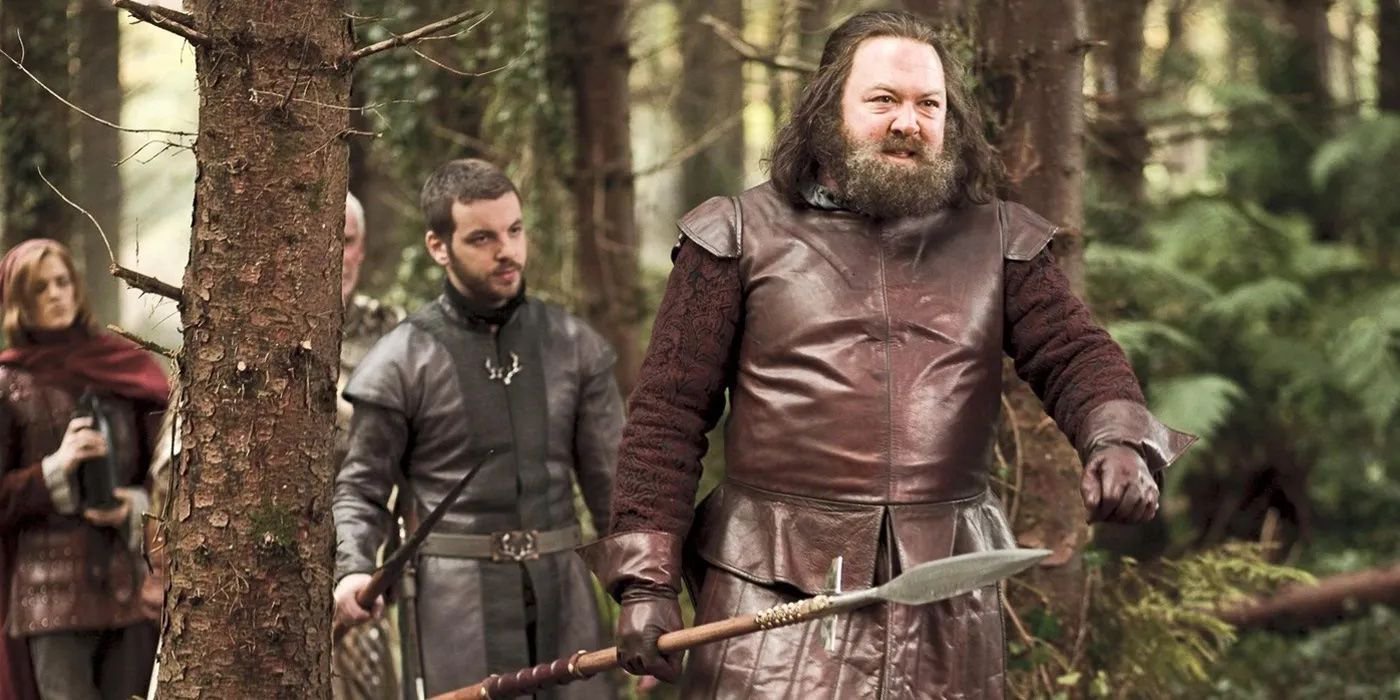 Robert Baratheon and Renly Baratheon on a hunt on Game of Thrones.