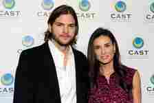 Aston Kutcher and Demi Moore posing at the Coalition to Abolish Slavery & Trafficking's 13th Annual Gala.