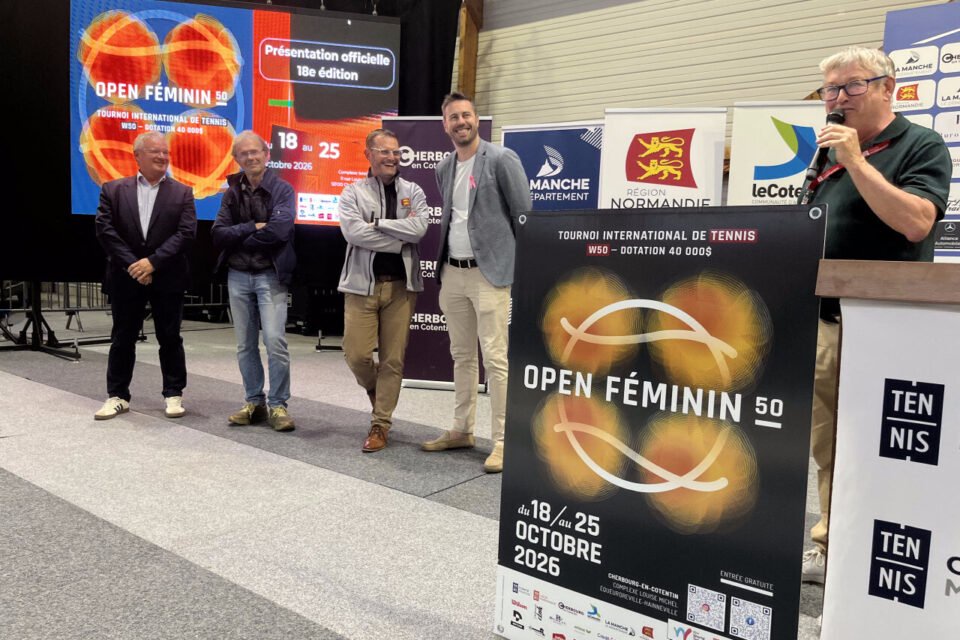 Pierrick Dorange (à droite) était heureux d'annoncer l'invitation accordée à Alice Robbe, ce jeudi 15 octobre 2026, lors de la présentation officielle de la 18e édition de l'Open féminin 50.