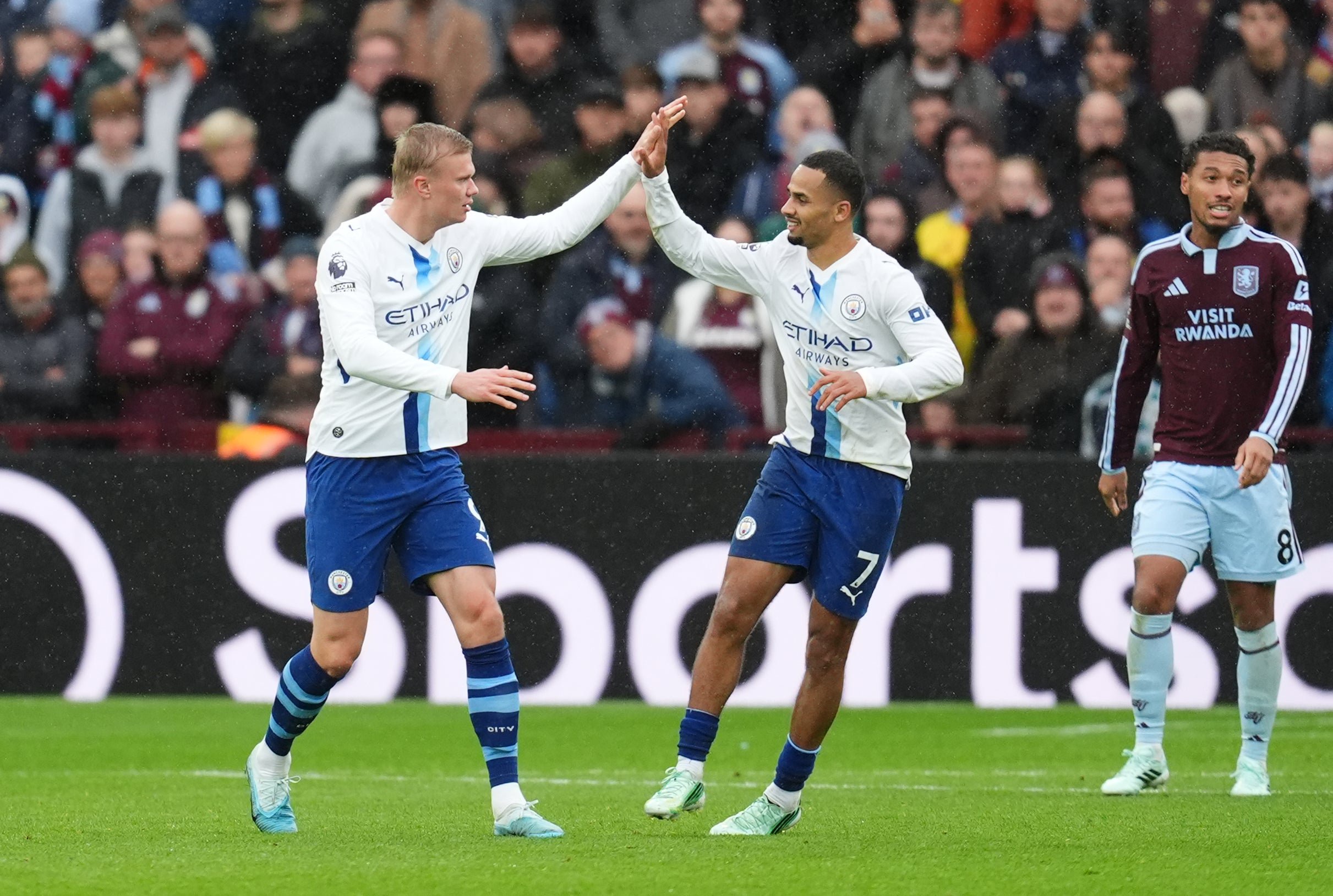 Erling Haaland scored in the seventh Premier League game in a row shortly after half-time