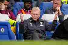 West Ham's manager David Moyes reacts during the Premier League match between Chelsea and West Ham United at Stamford Bridge