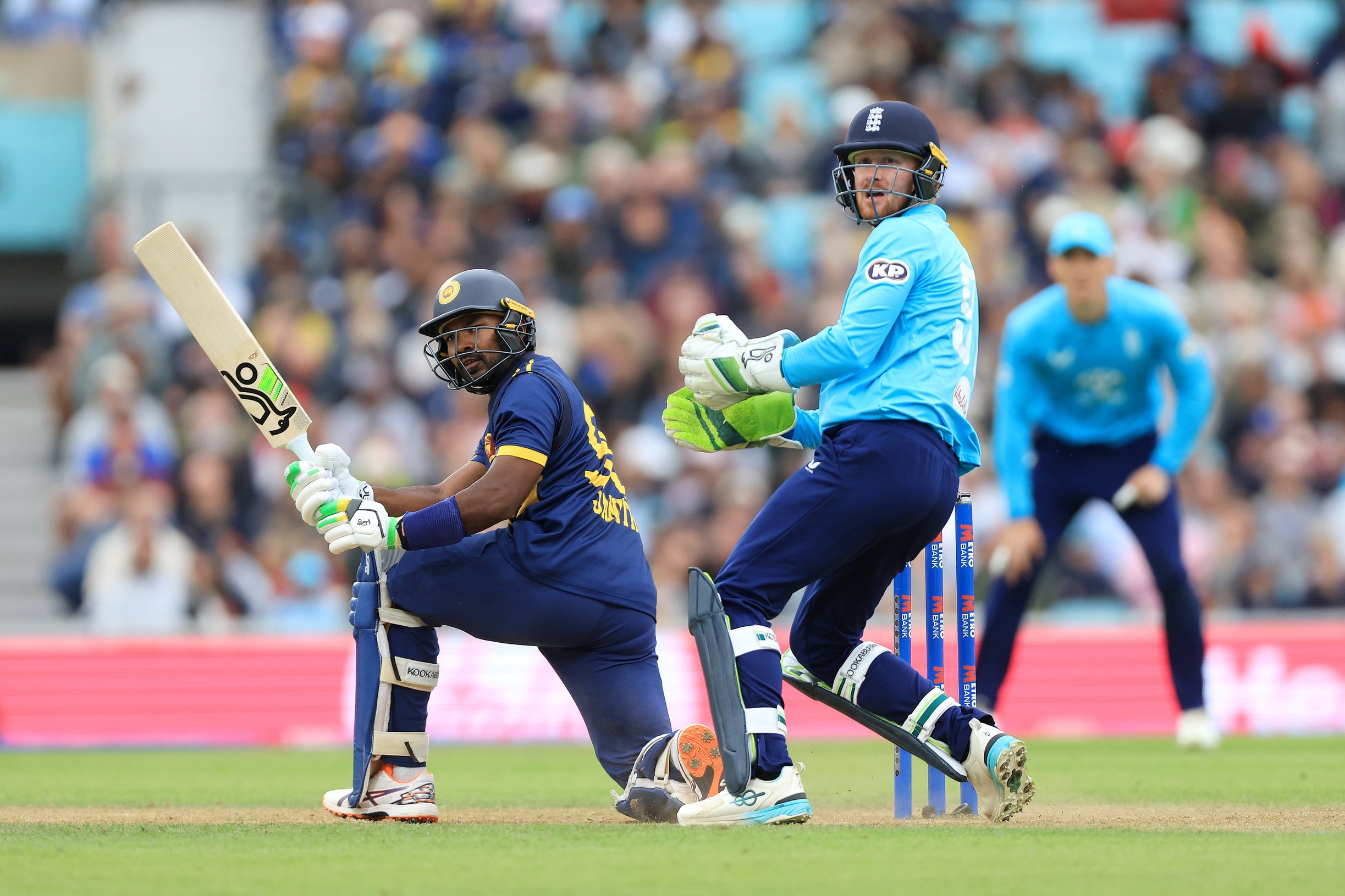 Janith Liyanage capped a staggering Sri Lanka chase (Nigel French/PA)