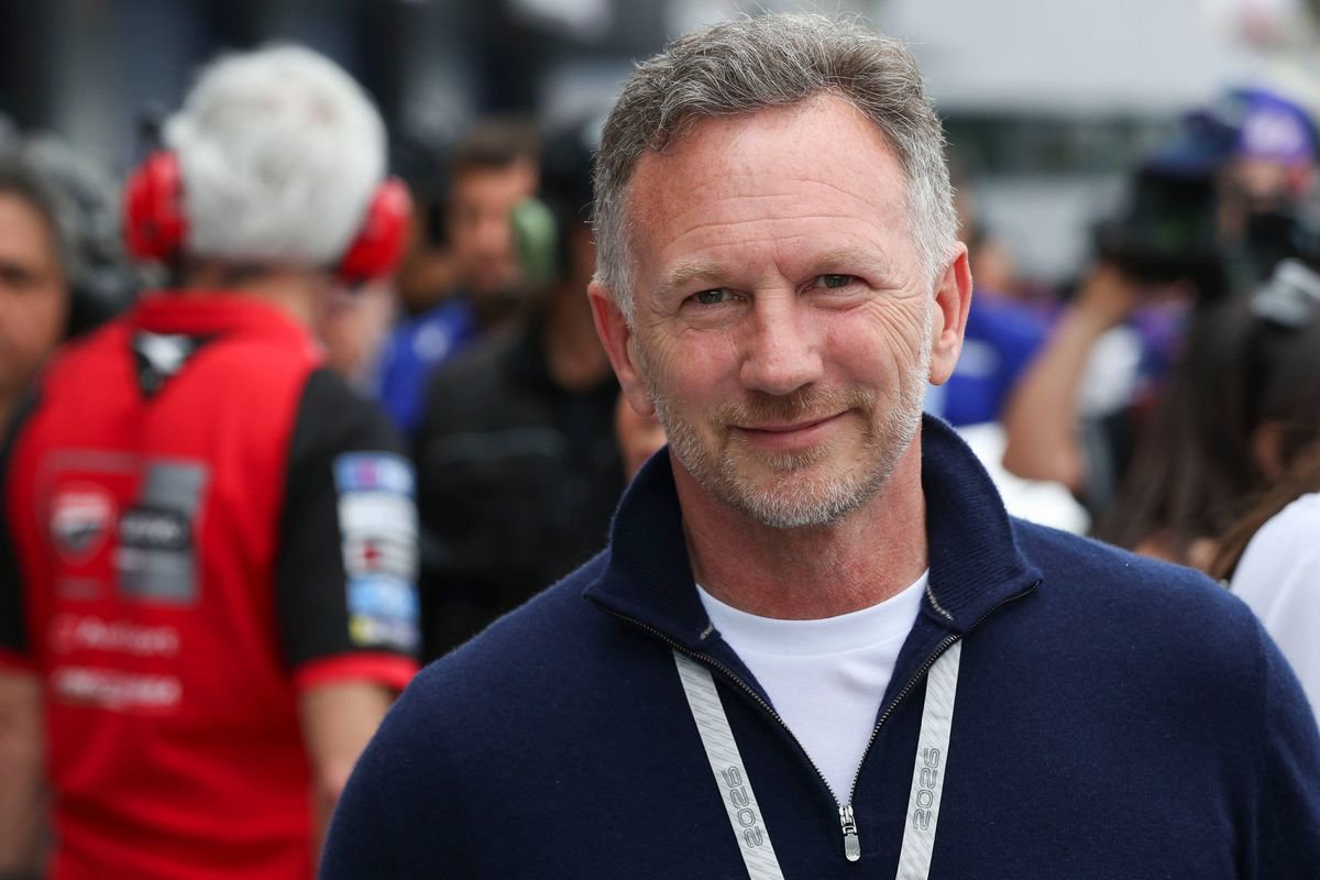 Christian Horner smiles at the MotoGP of Spain