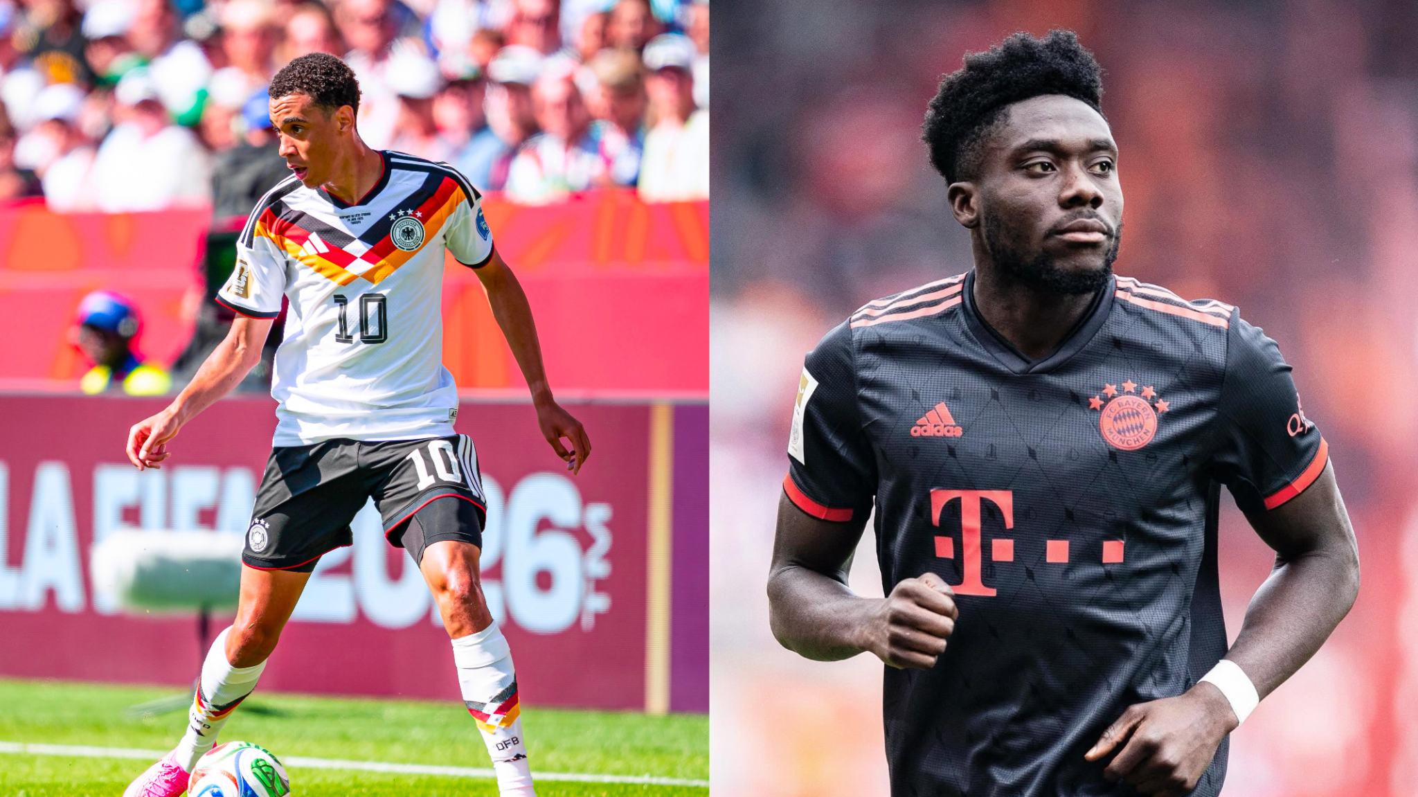 A collage of Jamal Musiala and Alphonso Davies. PHOTO/@jamalmusiala10.https://www.facebook.com/bayerntimes