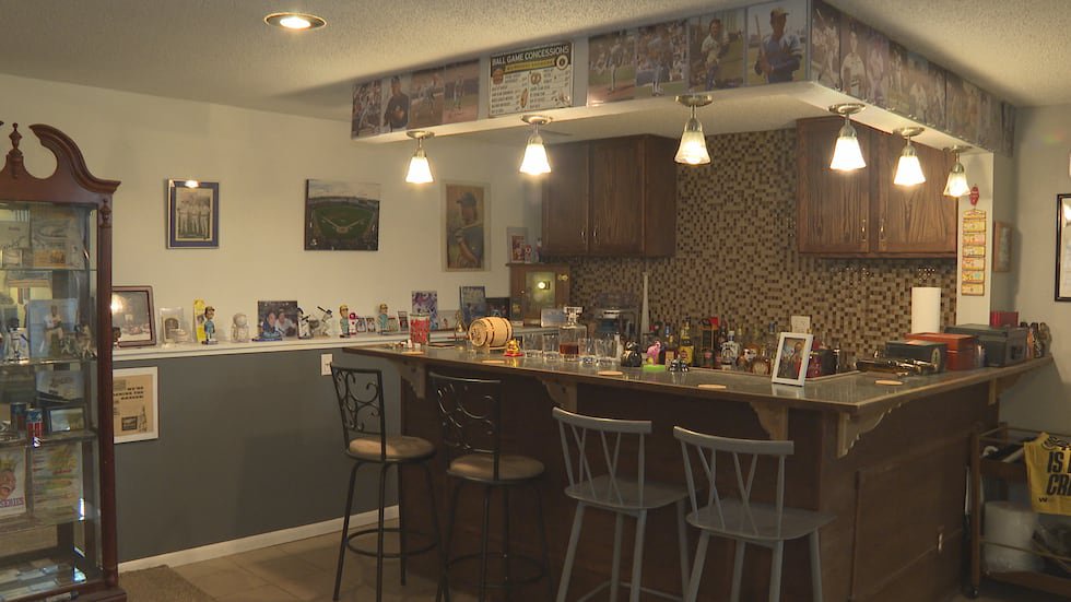Decades-long Milwaukee Brewers collection displayed in basement bar in DeForest, Wis.