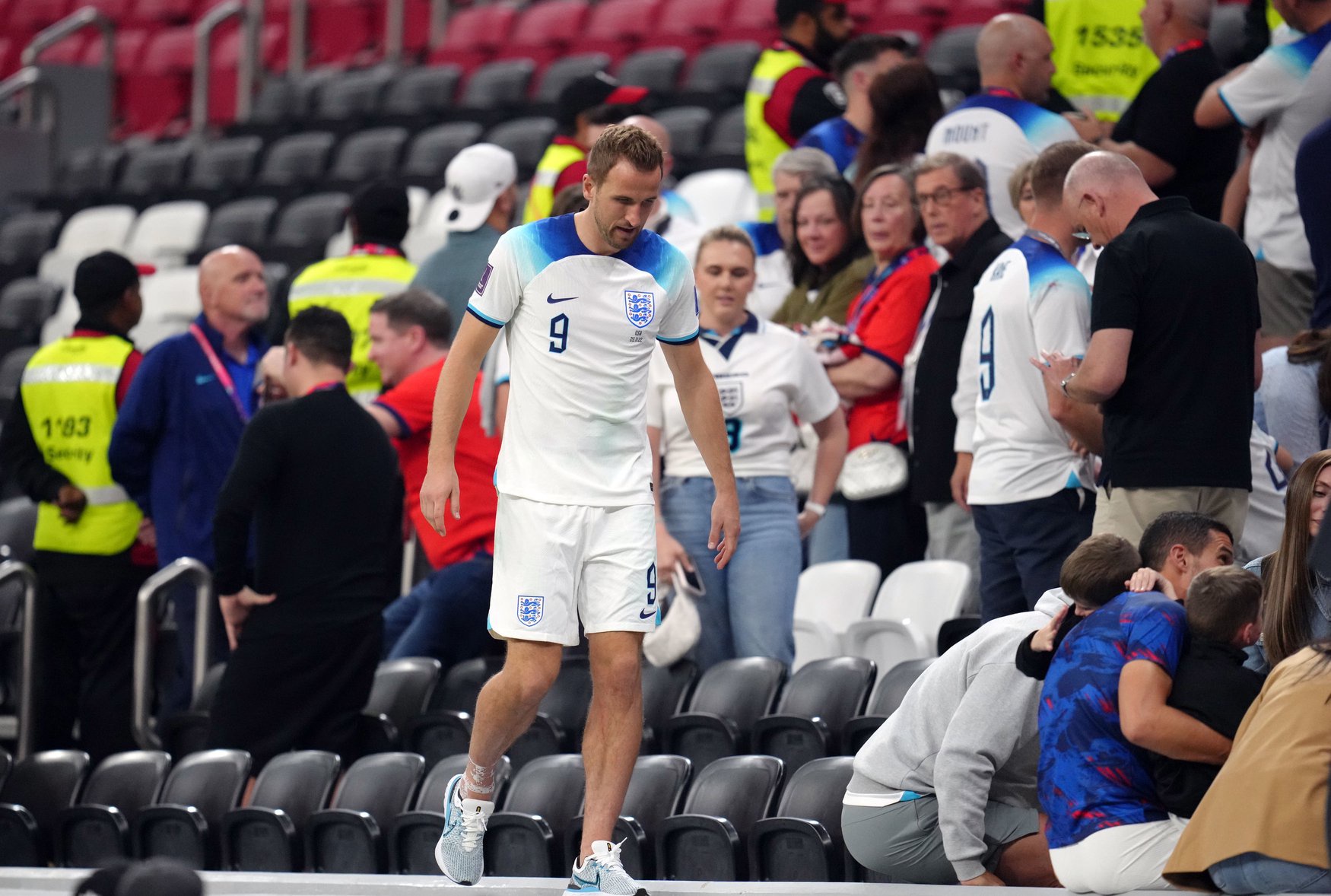 Harry Kane showed off his strapped ankle after England's bore draw with the USA