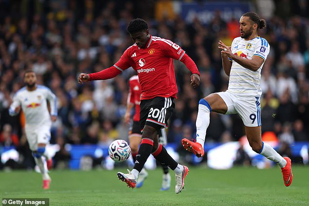 Carlos Baleba started his first Premier League game for Manchester United at Leeds