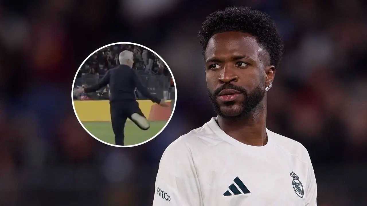 Jose Mourinho spotted appearing to mock Vinicius Jr before 'angry' reaction to substitution