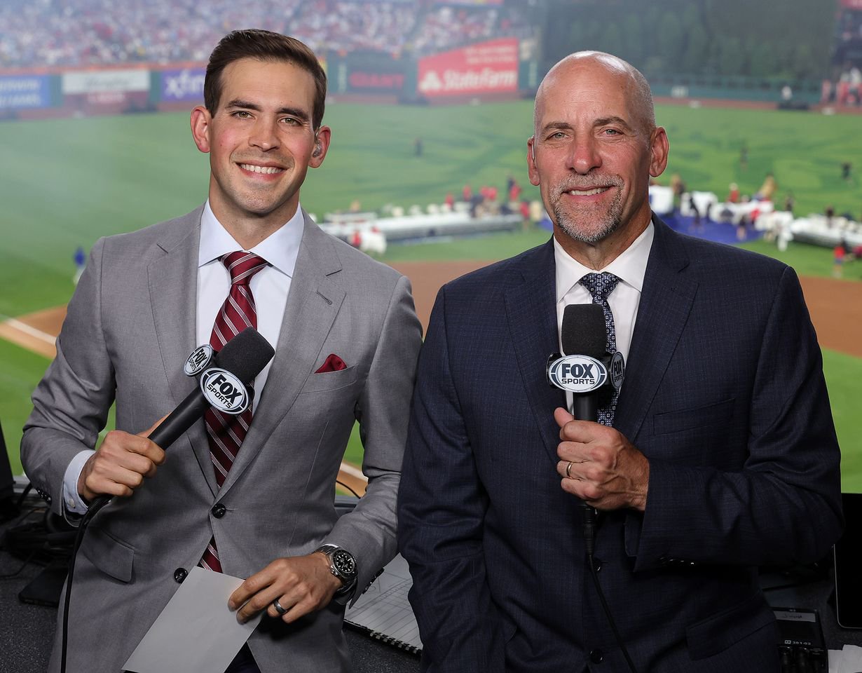 Joe Davis (l.) and John Smoltz (r.) during the 2026 MLB All-Star Game on July 14, 2026.Credit: Frank Micelotta/FOX