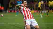 Joselu celebrates a goal for Stoke