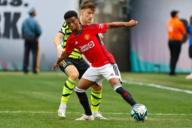 Amad in action for Manchester United against Arsenal in pre-season.