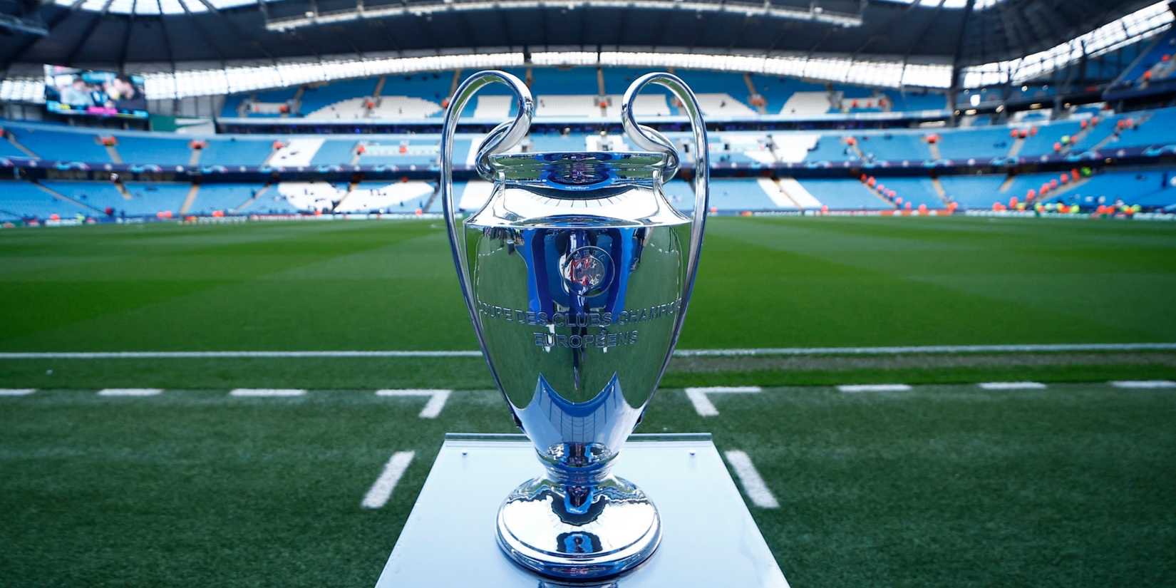 Champions League trophy inside the Etihad Stadium