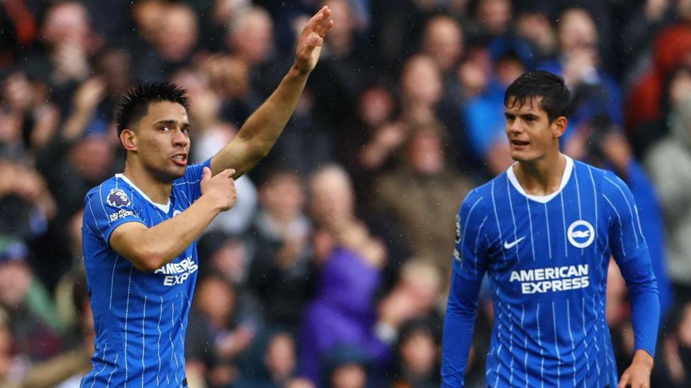 Diego Gomez celebrates his goal for Brighton