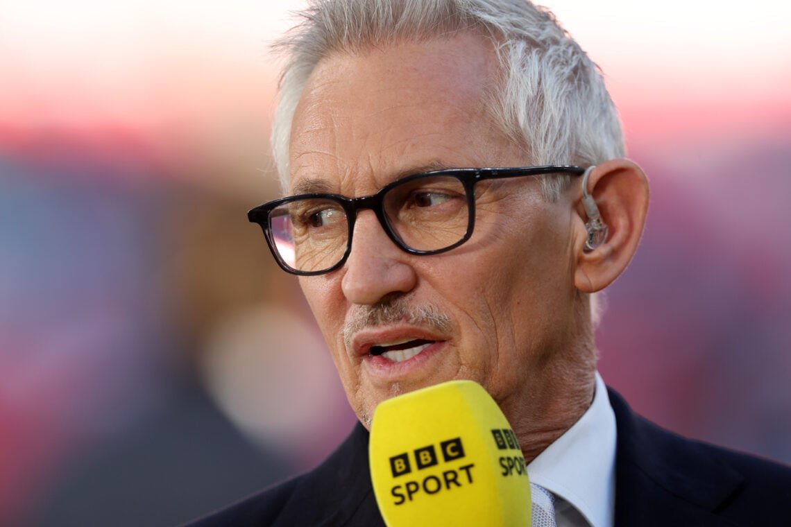 Presenter Gary Lineker attend the Emirates FA Cup Final match between Crystal Palace and Manchester City at Wembley Stadium.