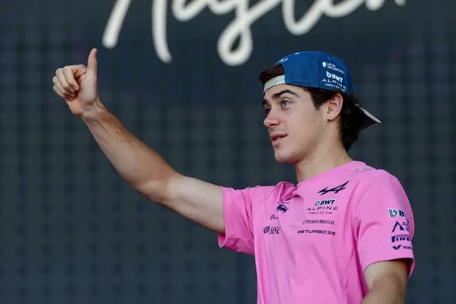 Franco Colapinto ahead of a practice session yesterday